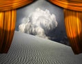 Desert Sands seen through opening in curtains Royalty Free Stock Photo