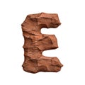 Desert sandstone letter E - Capital 3d red rock font - suitable for Arizona, geology or desert related subjects