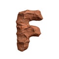 Desert sandstone letter F - Upper-case 3d red rock font - suitable for Arizona, geology or desert related subjects