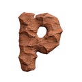 Desert sandstone letter P - Lowercase 3d red rock font - Suitable for Arizona, geology or desert related subjects
