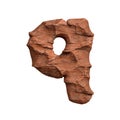 Desert sandstone letter Q - Lower-case 3d red rock font - Suitable for Arizona, geology or desert related subjects