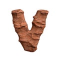 Desert sandstone letter V - Upper-case 3d red rock font - suitable for Arizona, geology or desert related subjects