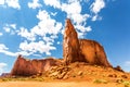 Desert, sandstone mountains and cloudy sky