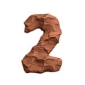 Desert sandstone number 2 - 3d red rock digit - Suitable for Arizona, geology or desert related subjects