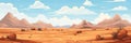 Desert sandy and rocky landscape, sunny day. Desert dunes vector background.