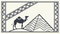 Desert Scene with Camel Pyramid, Ancient Egypt Tribal Border, vector design Generative AI Royalty Free Stock Photo