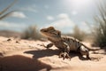 desert scene with small lizard basking in the sun Royalty Free Stock Photo