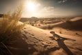 desert scene with small lizard basking in the sun Royalty Free Stock Photo