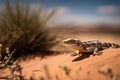 desert scene with small lizard basking in the sun Royalty Free Stock Photo