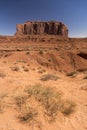 Desert scrub and Elephant Butte Monument Valley Arizona Royalty Free Stock Photo