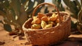 Desert setting prickly pears basket ripe Royalty Free Stock Photo