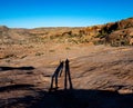 Desert shadows at sunrise in Arches National Park Royalty Free Stock Photo