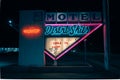 Desert Skies Motel vintage neon sign at night on Route 66, Gallup, New Mexico Royalty Free Stock Photo