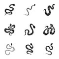 Desert snake icon set, simple style