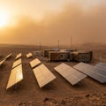 Desert Solar Panel Array and Camp Royalty Free Stock Photo