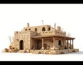 Desert stone house 3D render Royalty Free Stock Photo