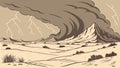 Desert storm landscape, dramatic nature and arid beauty. vector design Generative AI Royalty Free Stock Photo