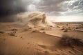 desert storm with sand and dust whipping across desolate landscape Royalty Free Stock Photo