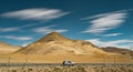 Desert and strangely shaped clouds travel