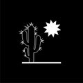 Desert sun cactus icon for web design isolated on dark background Royalty Free Stock Photo