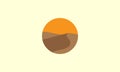 Desert and sunset with circle logo symbol vector icon illustration design Royalty Free Stock Photo