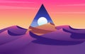 Desert sunset  landscape with sand dunes concept. triangle abstract of Sunset and sunrise in sandy valley. Vector illustration Royalty Free Stock Photo