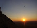 Desert Sunset and paragliding at Hajjar Mountain range, United Arab Emirates