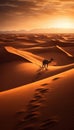 Desert with Sunset Sand Dunes. Generative ai Royalty Free Stock Photo