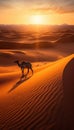 Desert with Sunset Sand Dunes. Generative ai Royalty Free Stock Photo