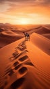 Desert with Sunset Sand Dunes. Generative ai Royalty Free Stock Photo