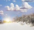 Sunset in the White Sands National Monument in Alamogordo, New Mexico Royalty Free Stock Photo