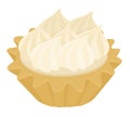 Desert Tartlet cake with Italian meringue and lemon cream. Raster illustration on white background