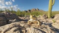 Desert Toad on Rock, Arid Landscape Royalty Free Stock Photo