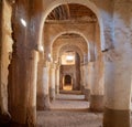 Desert town of Mhamid, Morocco village with sand dunes and old muslim mosque in north Africa, old narrow streets, traditional clay Royalty Free Stock Photo