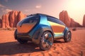 refueling auto desert electric transport futuristic drive car automotive transportation. Generative AI.