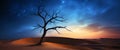 desert tree sunrset, AI generated Royalty Free Stock Photo