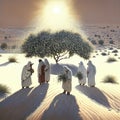 Desert tribe collecting Manna from Heaven Royalty Free Stock Photo