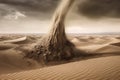 Desert twister sand tornado. AI generated. Royalty Free Stock Photo
