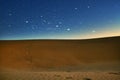 Desert under the starry cosmic night sky