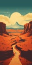 Desert Valley Headland Vector Illustration For T-shirt