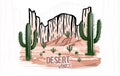Desert vibes Arizona hand-drawn t shirt print illustration