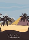 Desert View Egypt Pyramids Flat Vector Illustration Royalty Free Stock Photo