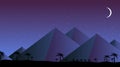 Desert View Egypt Pyramids Sunset Flat Vector Illustration Royalty Free Stock Photo