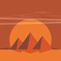 Desert View Egypt Pyramids Sunset Flat Vector Illustration Royalty Free Stock Photo