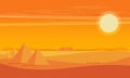 Desert View Egypt Pyramids Sunset Flat Vector Illustration Royalty Free Stock Photo