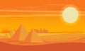 Desert View Egypt Pyramids Sunset Flat Vector Illustration Royalty Free Stock Photo