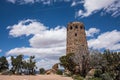 Desert view watchtower at the South Rim of the Grand Canyon National Park. Wide angle view Royalty Free Stock Photo