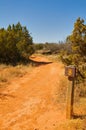 Desert walking trail and distance marker sign post Royalty Free Stock Photo