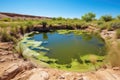 desert water hole filled with various aquatic plants