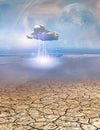 Desert Water with Lightning Cloud Royalty Free Stock Photo